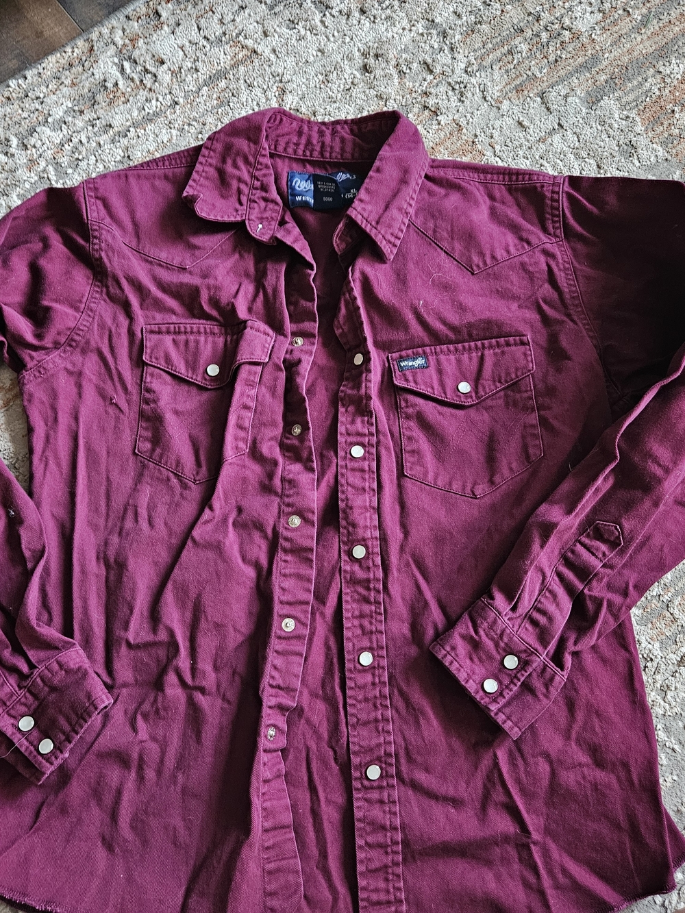 Wrangler Boys Burgundy Button-Down Western Shirt